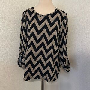 Tacera Black Tan Chevron Top Size P XL